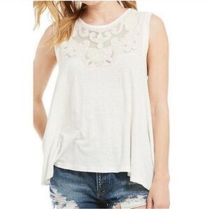 Free People Meant to Be Linen Blend Tank Size Extra Small